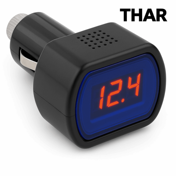 THAR 12V / 24V Digitale Voltmeter – Spanningsmeter voor Auto, Vrachtwagen, Motor & Boot – LED Display – Plug & Play – Accu Tester