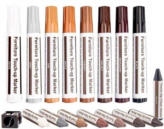 THAR XL Meubel Reparatie Stiften Set – 21-Delige Hout Reparatie Kit met Stiften, Krijtjes & Houtvuller – Voor Meubels, Vloeren & Laminaat – Eenvoudig Krassen Wegwerken - Afbeelding 4