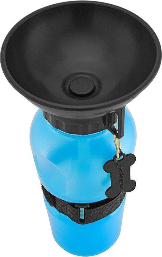 THAR Honden Drinkfles 500ml – Waterfles met Bak – To Go – Blauw