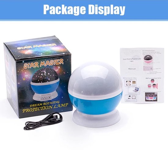 Blauwe sterrenprojector met bewegende sterren
