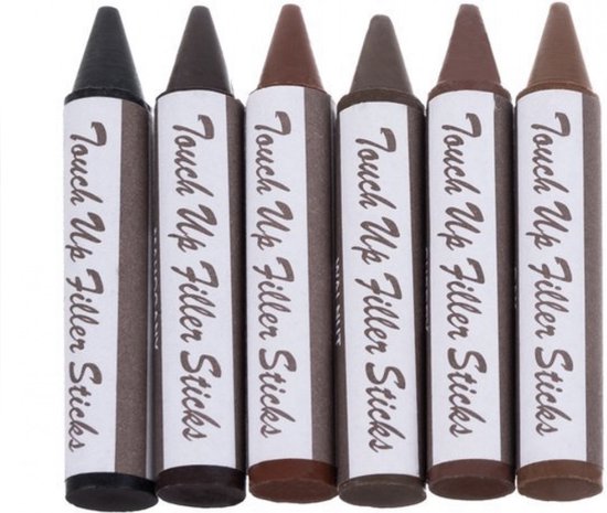 THAR Meubel Reparatie Stiften Set – 6 Houtkleurige Stiften + 6 Vullende Krijtjes – Houtstift voor Krassen op Meubels, Deuren & Vloeren - Afbeelding 2