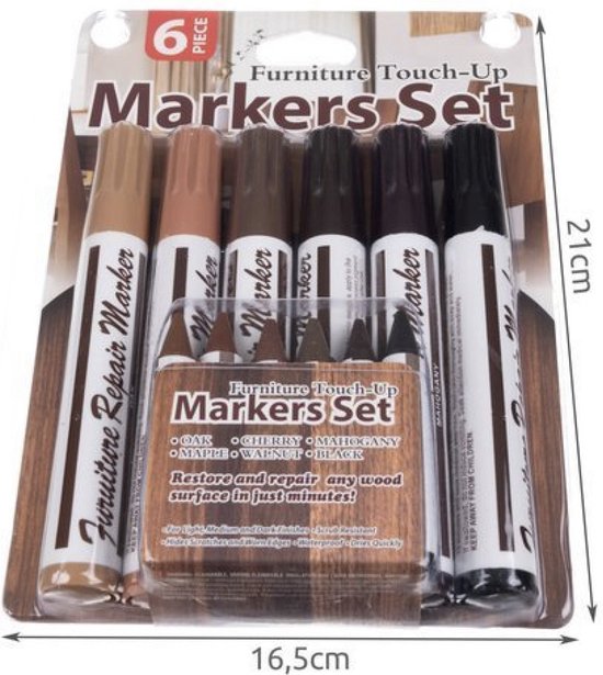 THAR Meubel Reparatie Stiften Set – 6 Houtkleurige Stiften + 6 Vullende Krijtjes – Houtstift voor Krassen op Meubels, Deuren & Vloeren - Afbeelding 4