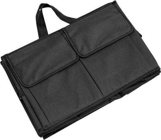 Xtrobb Kofferbak Organizer – Opvouwbare Auto Opbergtas met 3 Sorteervakken – Stevige Handgrepen – Antislip – Zwart – 55x37x27 cm - Afbeelding 2