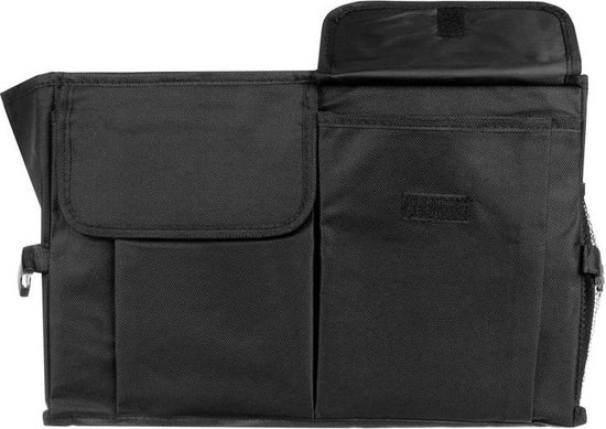 Xtrobb Kofferbak Organizer – Opvouwbare Auto Opbergtas met 3 Sorteervakken – Stevige Handgrepen – Antislip – Zwart – 55x37x27 cm - Afbeelding 4