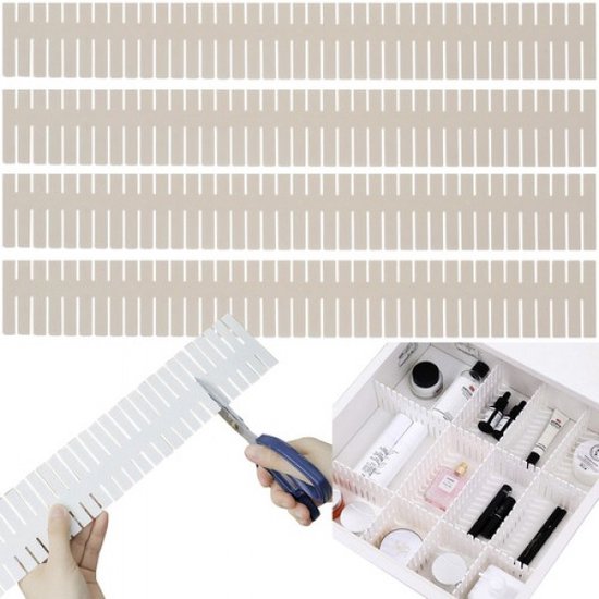 Ruhhy Ladeverdeler Set – 4-delige Organizer met 12 Vakken – Voor Kleding, Keuken & Badkamer – Opvouwbare Lade Indeling – Grijs