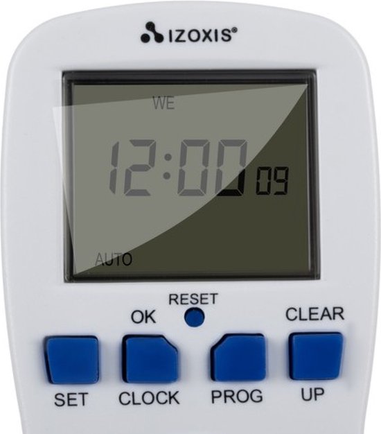 Izoxis® Digitale Tijdschakelaar – Programmeerbare Schakelklok voor Stopcontact – Energiebesparende Timer voor Apparaten – 8 Programma’s – LCD Display – 230V - Afbeelding 2