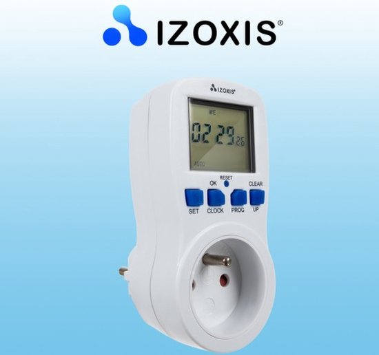 Izoxis® Digitale Tijdschakelaar – Programmeerbare Schakelklok voor Stopcontact – Energiebesparende Timer voor Apparaten – 8 Programma’s – LCD Display – 230V - Afbeelding 4