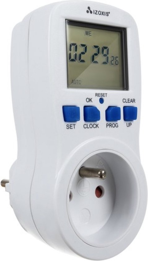 Izoxis® Digitale Tijdschakelaar – Programmeerbare Schakelklok voor Stopcontact – Energiebesparende Timer voor Apparaten – 8 Programma’s – LCD Display – 230V - Afbeelding 5