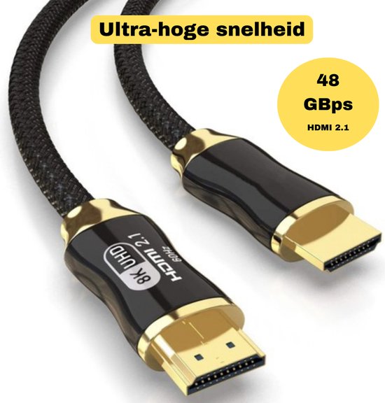 Izoxis® HDMI 2.1 Kabel 3 Meter – 8K - 60Hz | 4K - 120Hz – Ultra High Speed 48Gbps – Gevlochten Nylon – eARC, HDR, VRR – Voor TV, PS5, Xbox, PC, Mon - Afbeelding 4