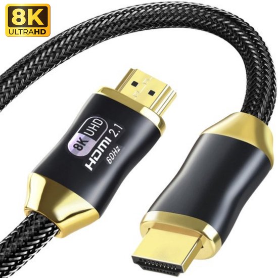 Izoxis® HDMI 2.1 Kabel 3 Meter – 8K - 60Hz | 4K - 120Hz – Ultra High Speed 48Gbps – Gevlochten Nylon – eARC, HDR, VRR – Voor TV, PS5, Xbox, PC, Mon