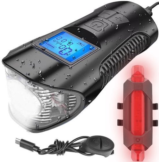 Trizand® LED Achterlicht Fiets – Waterdicht – Met Snelheidsmeter & Klok – Oplaadbaar Fietslicht Achter – Voor Fiets, MTB & E-bike