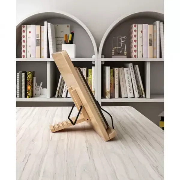 Bamboe Boekenstandaard – Verstelbare Boekenhouder van Hout – Boekensteun voor Kookboeken, Tablets & Recepten – Opvouwbaar & Stevig - Afbeelding 6