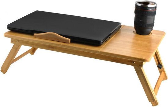 Ruhhy Verstelbare Laptoptafel XL – Houten Laptopstandaard tot 17 Inch – Ergonomisch & Inklapbaar – Met Ventilatiegleuven – Bedtafel of Bureaustandaard - Afbeelding 4