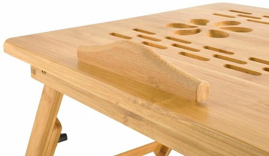Ruhhy Verstelbare Laptoptafel XL – Houten Laptopstandaard tot 17 Inch – Ergonomisch & Inklapbaar – Met Ventilatiegleuven – Bedtafel of Bureaustandaard - Afbeelding 5