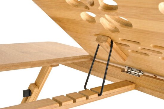 Ruhhy Verstelbare Laptoptafel XL – Houten Laptopstandaard tot 17 Inch – Ergonomisch & Inklapbaar – Met Ventilatiegleuven – Bedtafel of Bureaustandaard - Afbeelding 7