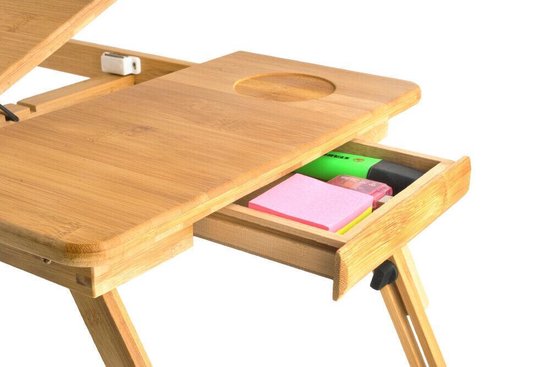 Ruhhy Verstelbare Laptoptafel XL – Houten Laptopstandaard tot 17 Inch – Ergonomisch & Inklapbaar – Met Ventilatiegleuven – Bedtafel of Bureaustandaard - Afbeelding 8