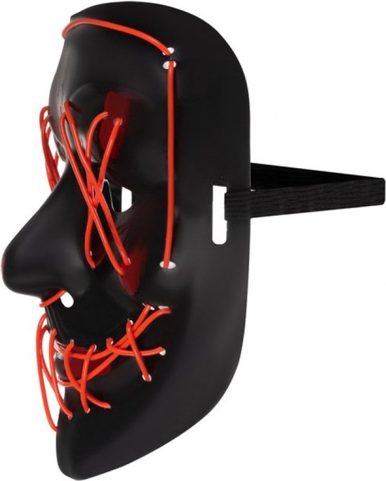 LED Gezichtsmasker – Purge Stijl – Rood – Halloween, Cosplay & Feesten - Afbeelding 2