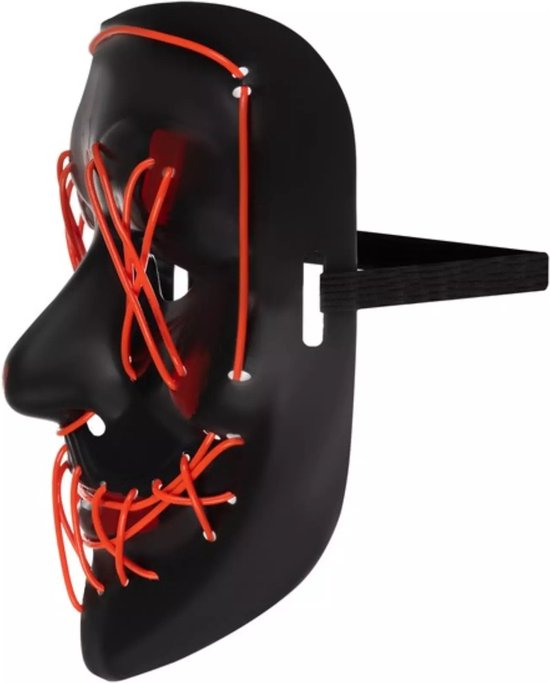 LED Gezichtsmasker – Purge Stijl – Rood – Halloween, Cosplay & Feesten - Afbeelding 6