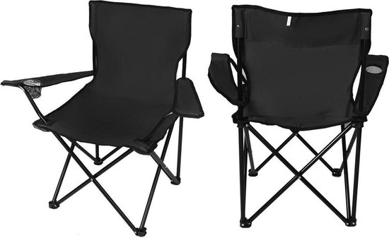 Trizand Vissersstoel Zwart – Draagbare Opvouwbare Campingstoel 80×44×80 cm – Stevig IJzer & 600D Oxford – Bekerhouder