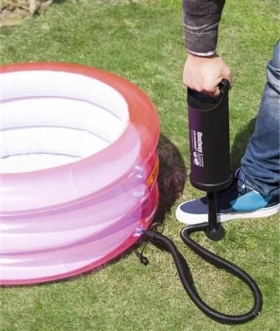 Bestway Air Hammer Handpomp – Dubbelwerkende Compacte Luchtpomp – 37 cm – Inclusief 3 Ventieladapters – Voor Luchtbedden, Zwembaden & SUP’s - Afbeelding 2