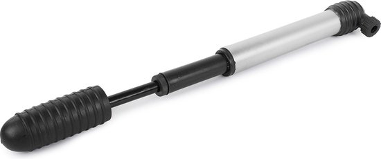 Mini-fietspomp – Compact & Licht – 22 cm – Zwart/Zilver – Voor Dunlop (Hollands), Schrader & Presta – Inclusief 3 Adapterstukken - Afbeelding 2