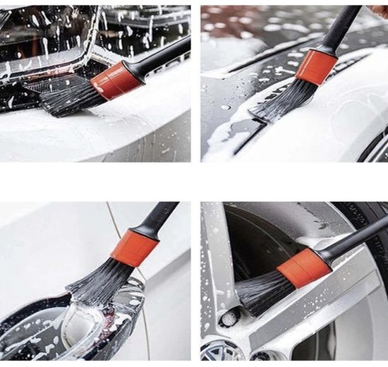 XTROBB® Auto Detail Brush Set – 5-delige Autowas Kwasten + Gratis Microvezeldoek – Interieur & Exterieur Reinigingsset - Afbeelding 2