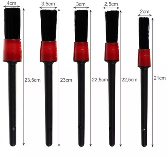 XTROBB® Auto Detail Brush Set – 5-delige Autowas Kwasten + Gratis Microvezeldoek – Interieur & Exterieur Reinigingsset - Afbeelding 7