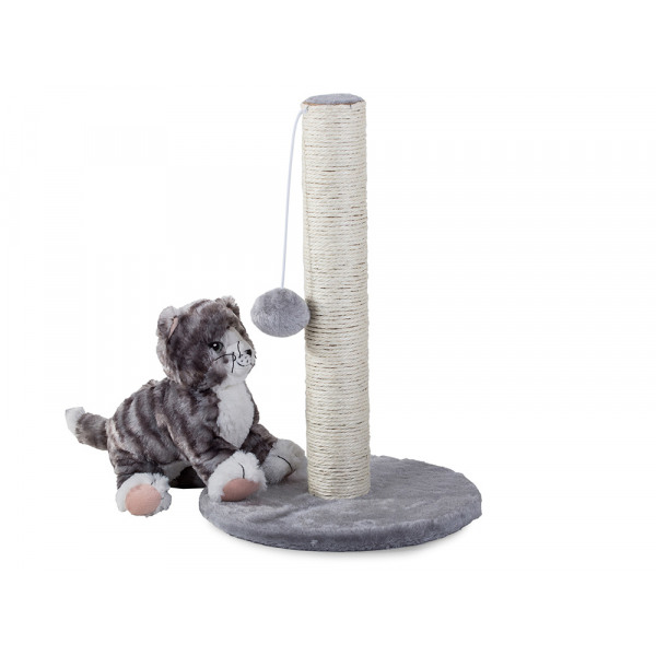 Krabpaal met Speelbal – Grijs – Ø 30 cm × 43 cm – Compacte Krabpaal met Sisal en Pluche - Afbeelding 4