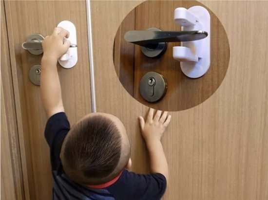 Deurklink Vergrendeling – Kinderslot voor Deurklink – 2 Stuks – Wit – Veiligheid voor Kinderen & Huisdieren – Zonder Boren - Afbeelding 5