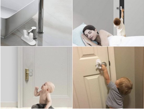 Deurklink Vergrendeling – Kinderslot voor Deurklink – 2 Stuks – Wit – Veiligheid voor Kinderen & Huisdieren – Zonder Boren - Afbeelding 6