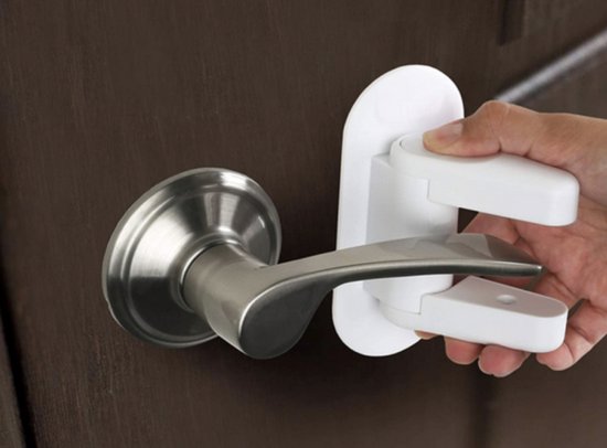 Deurklink Vergrendeling – Kinderslot voor Deurklink – 2 Stuks – Wit – Veiligheid voor Kinderen & Huisdieren – Zonder Boren - Afbeelding 8