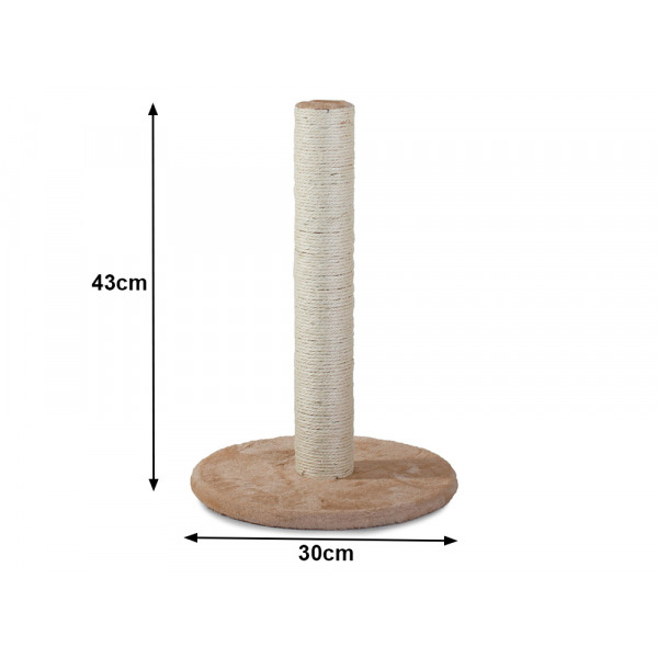 Krabpaal Kat Beige 30×30×45 cm – Compacte Krabpaal met Speelbal – Pluche Afwerking, Stevige Basis & Geschikt voor Kittens en Kleine Katten - Afbeelding 3