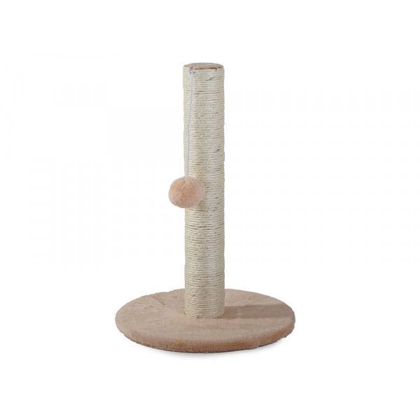 Krabpaal Kat Beige 30×30×45 cm – Compacte Krabpaal met Speelbal – Pluche Afwerking, Stevige Basis & Geschikt voor Kittens en Kleine Katten