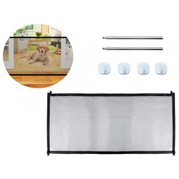 Veiligheidshekje XL Zwart – Oprolbaar Hondenhek & Traphek – Voor Deuropeningen tot 110 cm Breed en 75 cm Hoog – Zonder Boren – Veiligheid voor Huisdieren & Kinderen - Afbeelding 2