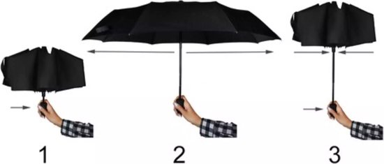 Malatec® Stormparaplu – Opvouwbaar & Stormbestendig tot 100 km/u – Automatisch Uitklapbaar – Incl. Beschermhoes – Zwart - Afbeelding 8