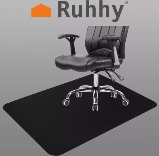 Ruhhy® Zwarte Vloerbeschermer Bureaustoelmat – 90×130 cm – PVC Stoelmat voor Harde Vloeren – Krasbestendig & Geluiddempend - Afbeelding 7