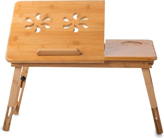 Verstelbare Laptoptafel – Opvouwbaar & Ventilerend – Houten Bureautafel voor Bed, Bank & Bureau – Ergonomische Laptopstandaard – Inklapbaar & Draagbaar