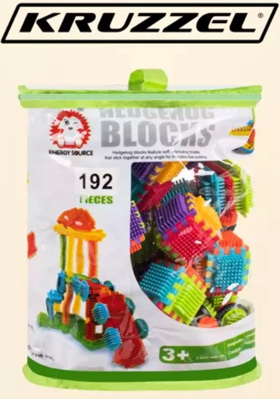 Kruzzel® Hedgehog Blocks 192-delige Bouwset – Educatief Constructiespeelgoed – Kleurrijke Klikblokjes voor Kinderen – Stimuleert Motoriek & Creativiteit – Vanaf 3 Jaar - Afbeelding 3