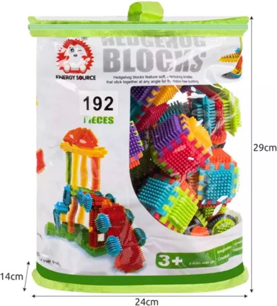 Kruzzel® Hedgehog Blocks 192-delige Bouwset – Educatief Constructiespeelgoed – Kleurrijke Klikblokjes voor Kinderen – Stimuleert Motoriek & Creativiteit – Vanaf 3 Jaar - Afbeelding 6