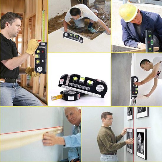 Professionele Laserwaterpas met Liniaal 250 cm – Zelfnivellerend – Waterpas met Laserprojectie & Meetlint – Ideaal voor Klussen, Ophangen & Precisiewerk - Afbeelding 4