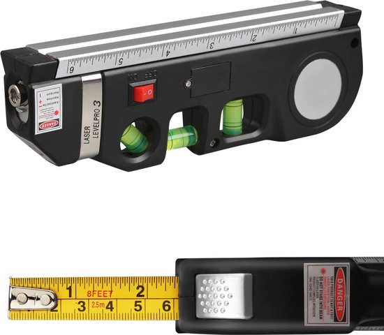 Professionele Laserwaterpas met Liniaal 250 cm – Zelfnivellerend – Waterpas met Laserprojectie & Meetlint – Ideaal voor Klussen, Ophangen & Precisiewerk - Afbeelding 7
