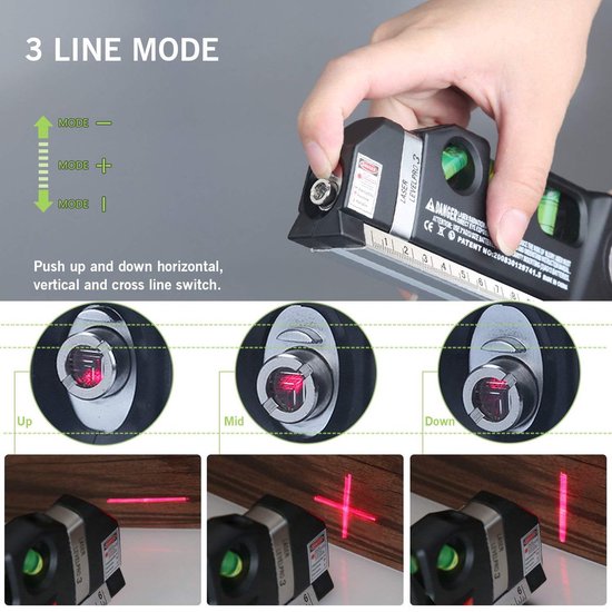Professionele Laserwaterpas met Liniaal 250 cm – Zelfnivellerend – Waterpas met Laserprojectie & Meetlint – Ideaal voor Klussen, Ophangen & Precisiewerk - Afbeelding 8