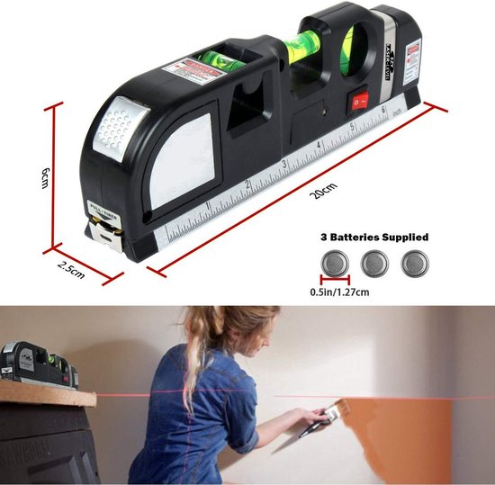 Professionele Laserwaterpas met Liniaal 250 cm – Zelfnivellerend – Waterpas met Laserprojectie & Meetlint – Ideaal voor Klussen, Ophangen & Precisiewerk - Afbeelding 10