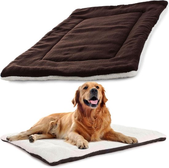 Hondenmand & Kattenmand – Luxe Huisdierenmand – Superzacht & Comfortabel Dierenbed – Rechthoekig Hondenbed & Kattenbed – Met Rand – Voor Kleine en Middelgrote Huisdieren – Wasbaar – Bruin – 50×40×20 cm