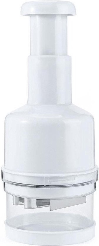 Multihakker – Handmatige Hakmolen – Voor Ui, Knoflook, Groenten & Kruiden – Compact & Duurzaam – Met Drukmechanisme – Wit - Afbeelding 3