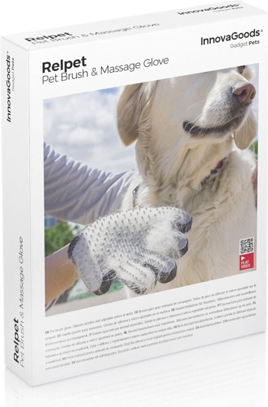 InnovaGoods Relpet Huisdier Handschoen – 2-in-1 Borstel & Massage – Siliconen/Polyester – Grijs/Zwart – Voor Honden & Katten - Afbeelding 2