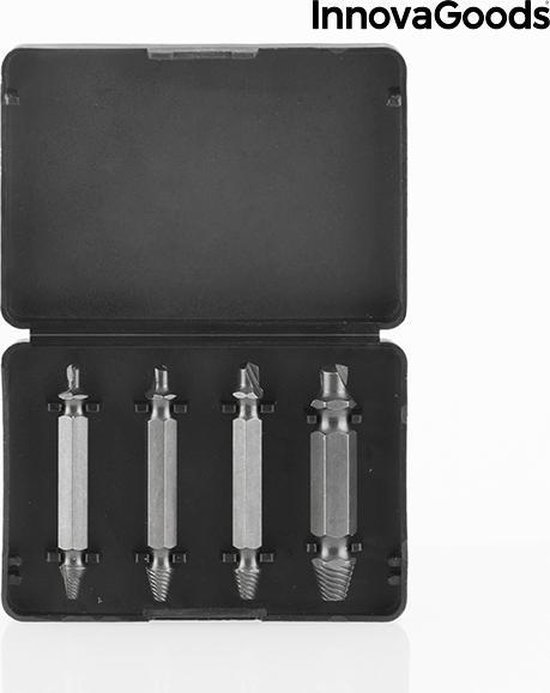 InnovaGoods Boorbitjes – 4-delige Set Schroefverwijderaars – Voor Beschadigde & Versleten Schroeven – Gehard Staal - Afbeelding 4