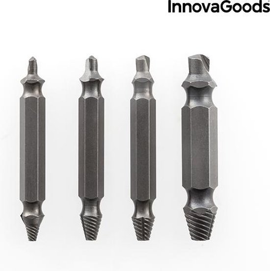InnovaGoods Boorbitjes – 4-delige Set Schroefverwijderaars – Voor Beschadigde & Versleten Schroeven – Gehard Staal - Afbeelding 6
