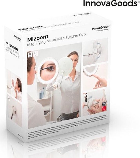 InnovaGoods LED Vergrotende Spiegel Mizoom – x5 Vergroting – Met Flexibele Arm & Zuignap – 360º Roteerbaar – Ø20 cm - Afbeelding 8