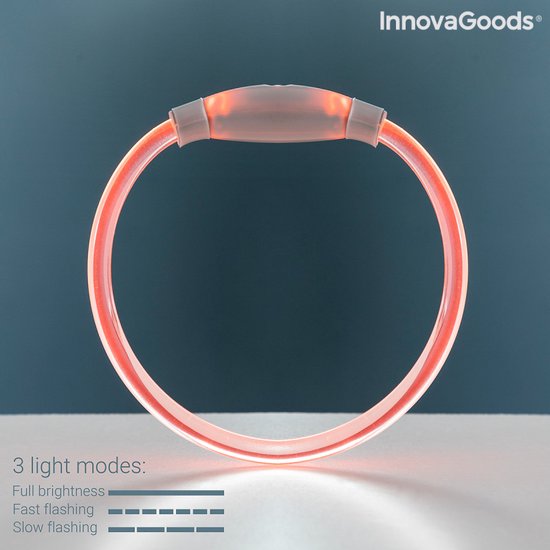 InnovaGoods LED Halsband voor Honden – Verstelbaar & Oplaadbaar – Veiligheidslicht tot 500m – 3 Lichtstanden – Oranje - Afbeelding 11